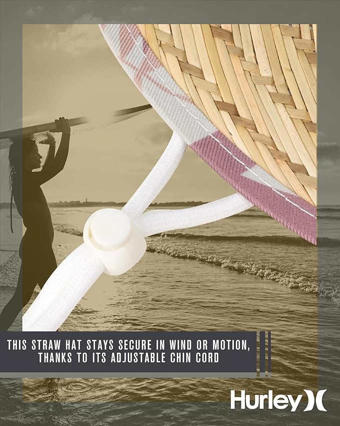 Hurley Women's Straw Hats - Real Straw Hat Medium Brim and Adjustable Chin Strap-VerdiqueGarden