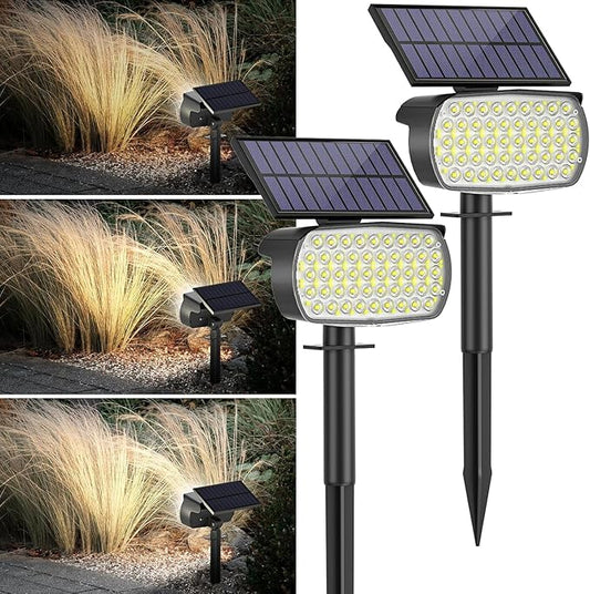 108 LED Solar Spot Lights Outdoor, Solar Lights Outdoor IP65 Waterproof, 3 Modes Solar Landscape Spotlights, Large Panel Solar Powered Lights for Garden Yard Pathway(Cool White/2 Pack)-VerdiqueGarden