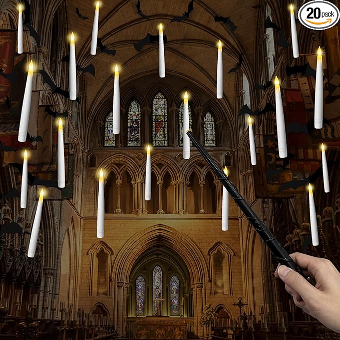 20pcs Flameless Candles with Wand, Hanging Window LED Candle, Battery Operated Warm Light Flickering Candle, Taper Candle Set for Christmas, Wedding, Birthday Party, Valentine's Day Gift-VerdiqueGarden