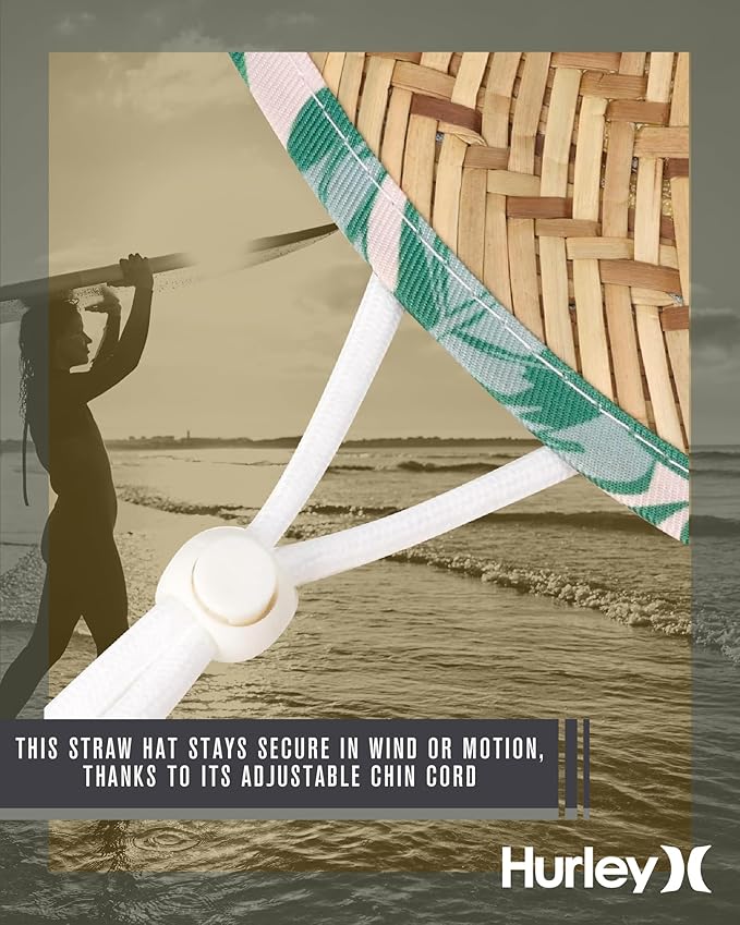 Hurley Women's Straw Hats - Real Straw Hat Medium Brim and Adjustable Chin Strap-VerdiqueGarden