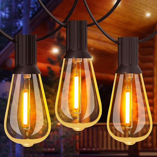 GLUROO String Lights for Outside 120FT, 60+4 Pcs Vintage Bulbs LED Outdoor Edison String Lights Waterproof, Shatterproof Connectable Patio Lights Outdoor, Dimmable Hanging Lights for Backyard, Bistro-VerdiqueGarden