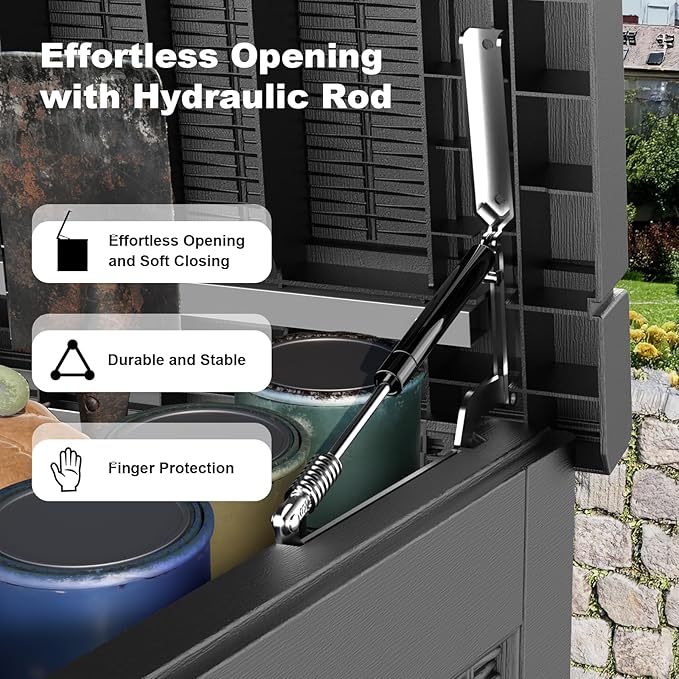 320 Gallon Deck Box Waterproof, UV Resistant Resin Outdoor Storage Box with Hydraulic Rod, Lockable Design and Enhanced Durability for Patio, Garden, and Poolside Use-VerdiqueGarden