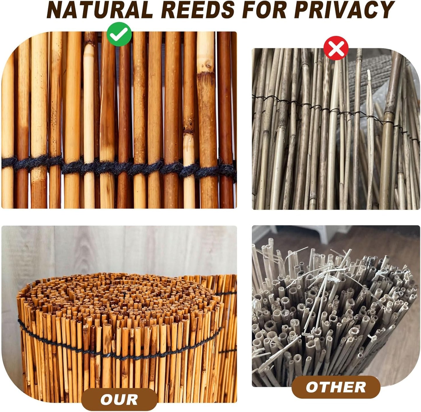 Reed Fencing Rolls,Bamboo Screens Outdoor for Patio,6 Feet High,Suitable for Patio Garden Balcony Terrace and Courtyard Shading 6x16FT-VerdiqueGarden