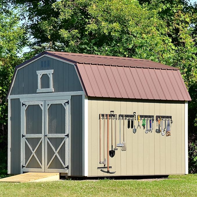 LEYU Metal Garage Tool Organizer Wall Mount, 4 Pack Garden Tool Organizer With Extension Cord Straps, Garage Organization Hooks and Hangers for Shed, Yard Storage, Wall Holder for Hanging Broom Mop-VerdiqueGarden