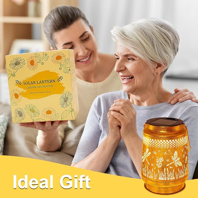 Solar Lanterns Outdoor Waterproof Dragonfly Garden Decor, Birthday Gifts for Women Mom Grandma Hanging Solar Lights Metal LED Decoration Outside with Shepherd Hook for Garden Yard Patio Porch-VerdiqueGarden