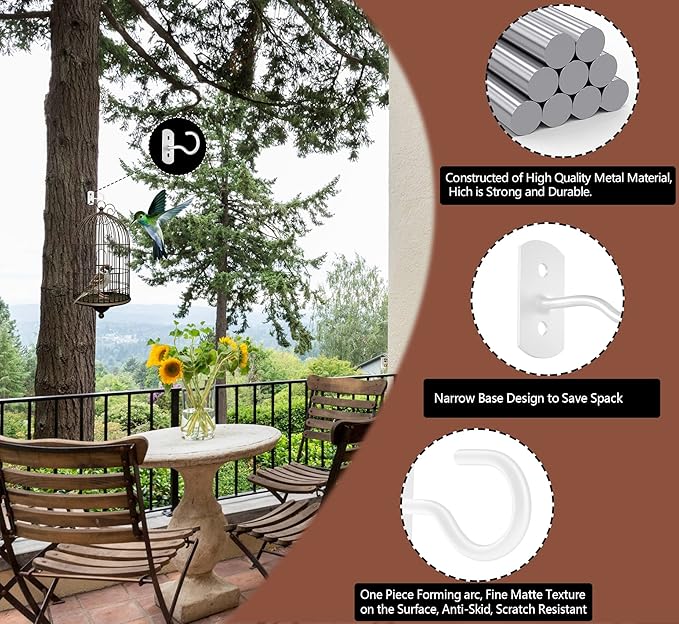 Ceiling Hooks for Hanging Plants 2.5in 2Pack Metal Plant Bracket Iron Wall Mount Lanterns Hangers for Hanging Bird Feeders, Lanterns, Wind Chimes, Planters, Outdoor Decoration Hooks-VerdiqueGarden