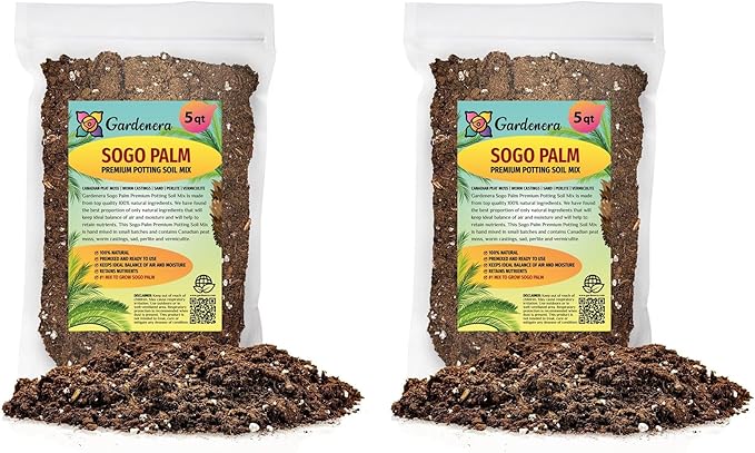 SOGO Palm Plant Potting Soil - All-Natural Blend for Thriving SOGO Palm Plants - Boosts Root Health and Distinctive Form - 10 Quart-VerdiqueGarden