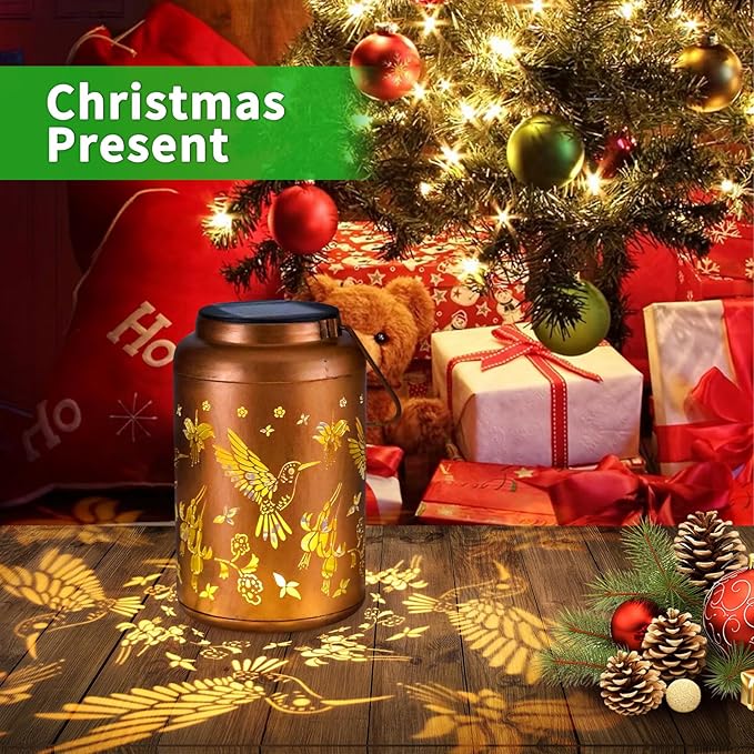 Hummingbird Solar Lanterns Outdoor Waterproof Hanging Solar Lights Metal Decor Lantern LED Light Christmas Decorative for Garden,Patio,Yard,Lawn,Backyard,Front,Porch as Holiday Gifts for Women Mom-VerdiqueGarden