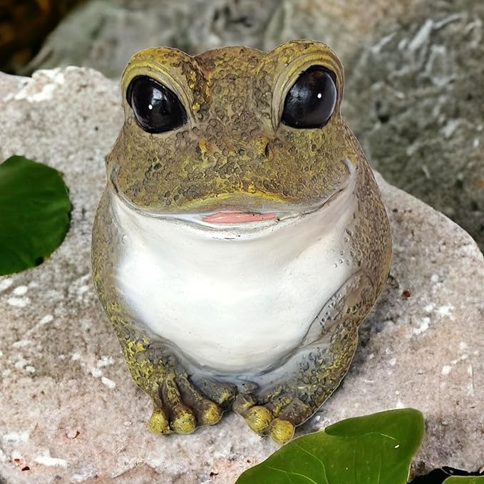 Stocky Frog Decorative Garden Statue and Key Hider - Hides a Secret Extra Hidden Key Outside in Garden, Yard or Porch-VerdiqueGarden