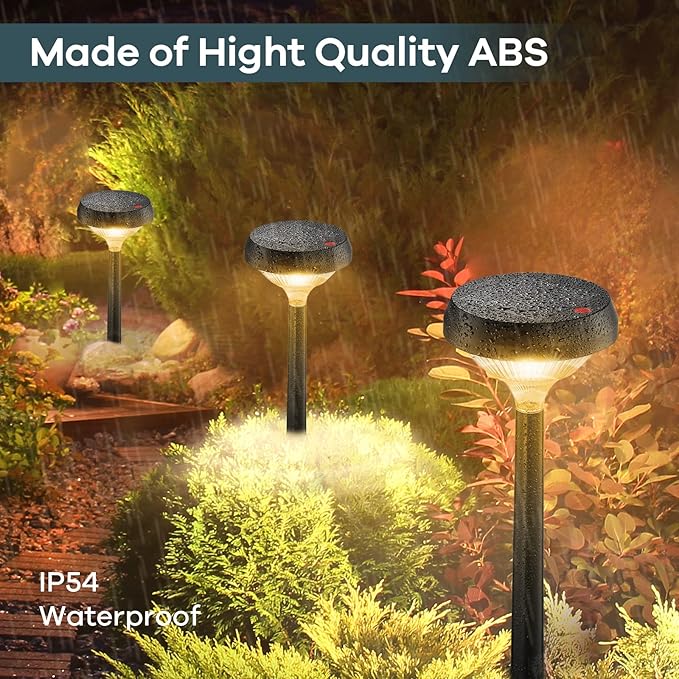 Linkind Solar Pathway Lights 8 Pack, Solar Lights Outdoor, Warm White Solar Path Lights Waterproof, Solar Lights for Walkway Yard Landscape Garden-VerdiqueGarden