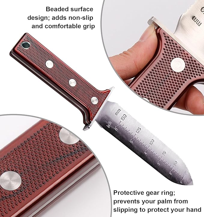 Hori Hori Garden Knife Tool - Stainless Gardening knife,With Sheath Soil Knife,Weeding Knife Yes Garden Digging, for Gardeners 2PACK-VerdiqueGarden