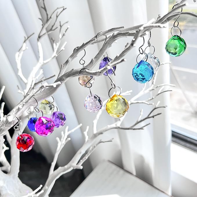 H&D 20mm Multi-Color Crystal Ball Prism Feng Shui Faceted Decorating,Pack of 12-VerdiqueGarden