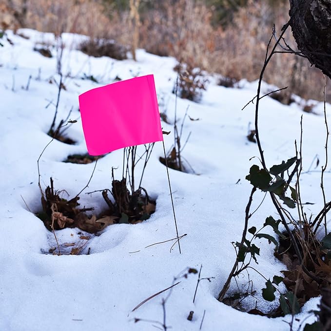 Pink Marking Flags 1000 Pack - 4x5x15 Inch Pink Flags for Yard - Markers For Lawn, Irrigation, Landscaping, Survey & Sprinkler Head Marking-VerdiqueGarden