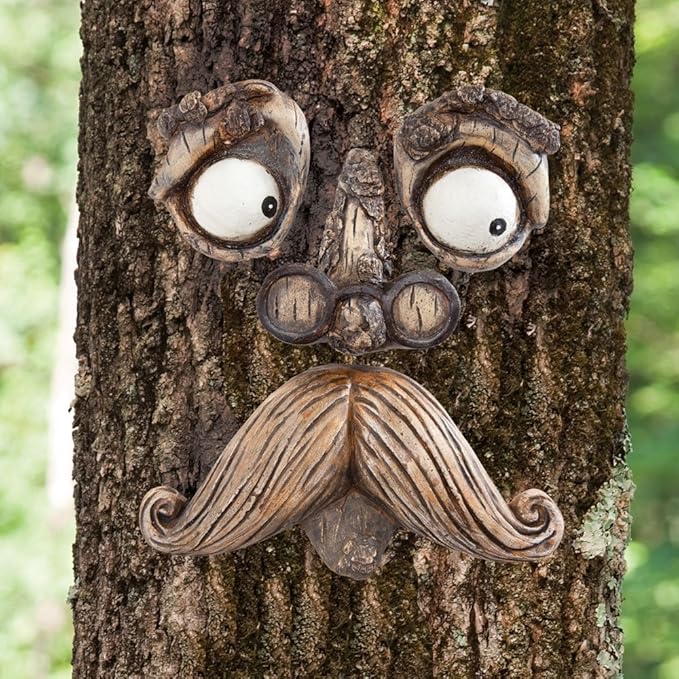 Bits and Pieces - 'Old Man' Tree Hugger - Yard Decorations - Whimsical Tree Sculpture - Garden Decoration - Garden Peeker Yard Art-VerdiqueGarden