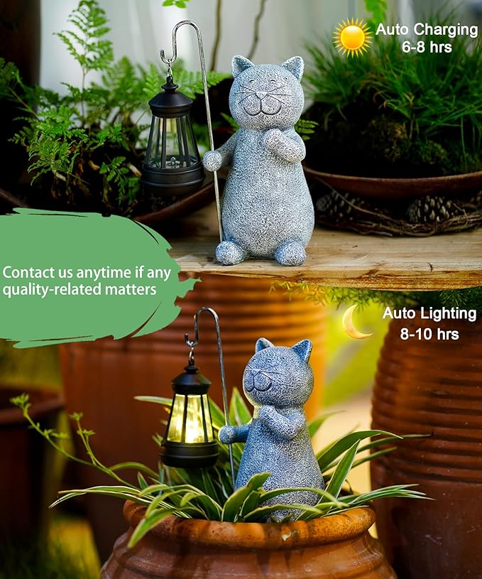 Solar Statue for Garden Decoration: Outdoor Sculpture for Yard Lawn Home House Balcony Patio - Unique Housewarming Gift for Lover Mom Women Grandma-VerdiqueGarden