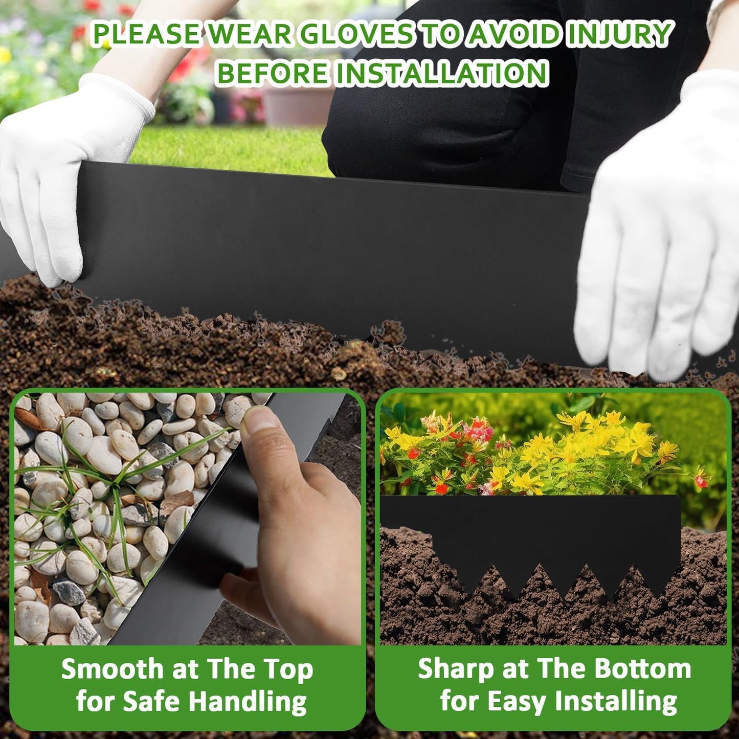 Hugeleaf Metal Landscape Edging, 40” L x 6.5” H Metal Edging for Landscaping with 7Pcs Stakes, Metal Garden Edging Pack of 6 (20 Feet Total Length)-VerdiqueGarden