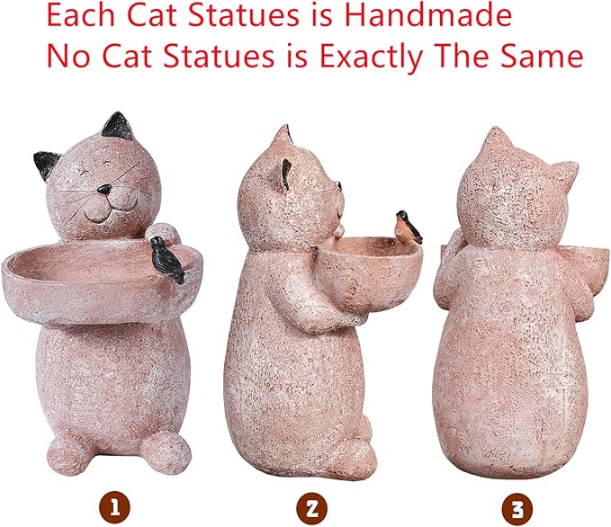 Cat Garden Statue Outdoor Decor Sculptures 12.3 Inch Height Figurine Gardening Lawn Ornament Gifts for Women-VerdiqueGarden