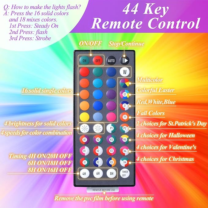 LitHome Color Changing Christmas Lights, 34 Colors 66Ft 200 LED Christmas String Lights with Remote Timer, Connectable Plug in Halloween String Light Outdoor for Xmas Tree Indoor Party Fall Decoration-VerdiqueGarden