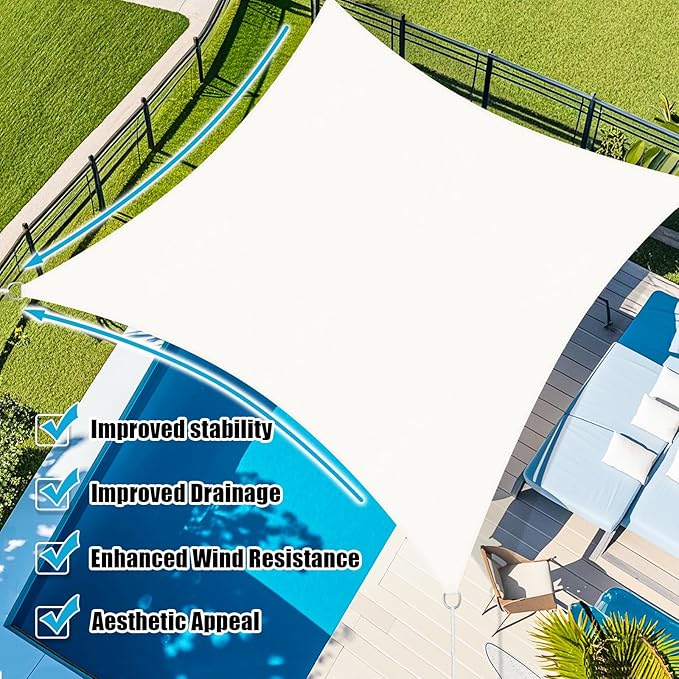 Amagenix Sun Shade Sail 6'X8' Curved Edge Outdoor Shade Canopy White Breathable 95% UV Block Shade Cloth for Patio Garden Backyard (We Make Custom Size)-VerdiqueGarden