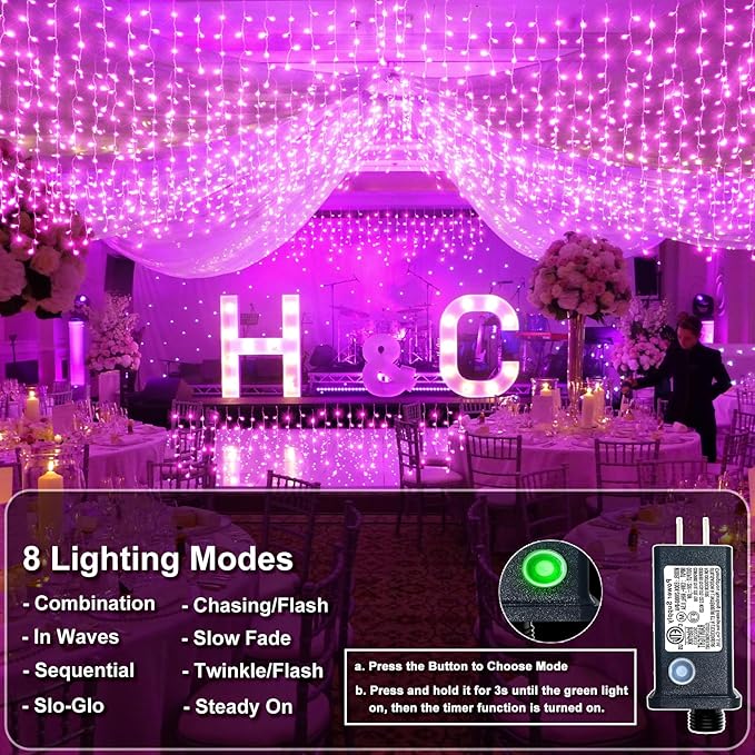 Christmas Icicle Lights Outdoor, 66Ft 640 LED Icicle Lights for Outside with 8 Modes Timers, Waterproof Plug in Twinkle String Light for House Yard Eave Patio Party Holiday Decorations, Pink-VerdiqueGarden