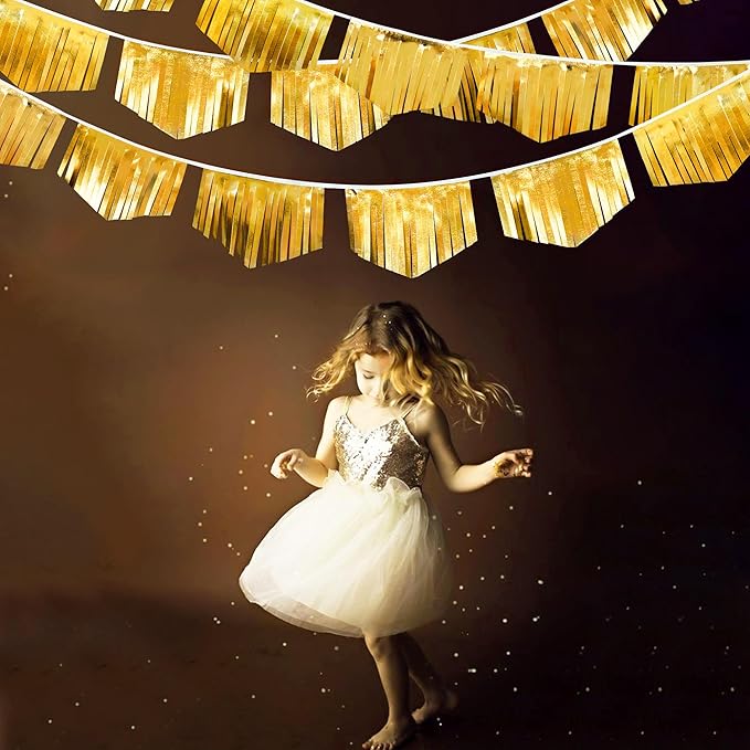 Gold Tassel Banner Double Sided Metallic Fabric Pennant Bunting Flag Garland for Graduation Birthday Anniversary Bachelorette Engagement Wedding Bridal Shower Baptism Hen Party Decorations Supplies-VerdiqueGarden