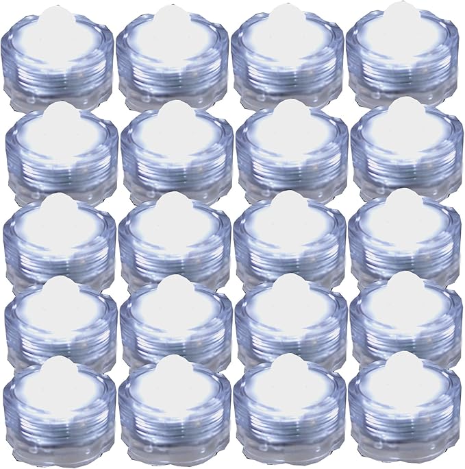Bright LED Floral Tea Light Submersible Lights for Party Wedding (White, 20 Pack)-VerdiqueGarden