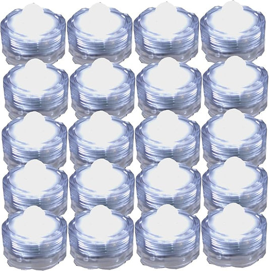 Bright LED Floral Tea Light Submersible Lights for Party Wedding (White, 20 Pack)-VerdiqueGarden