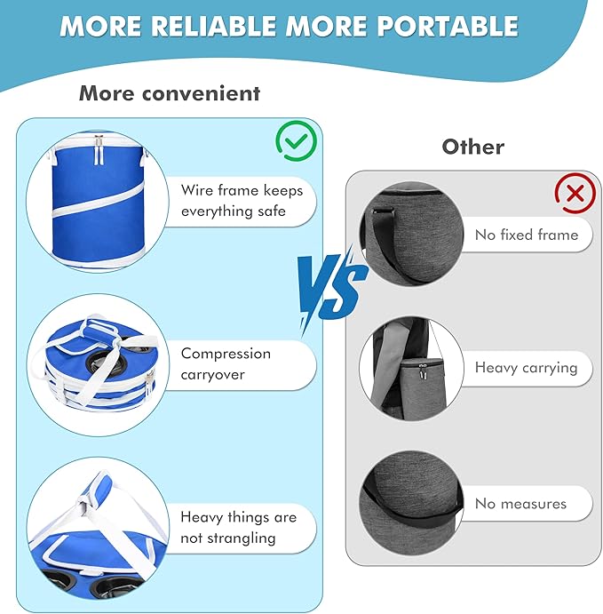 Tirrinia Large Pop-Up Golf Cooler Bag- Insulated Collapsible Cooler with Flat Drink Table for Golf Cart, Lightweight and Portable Ice Beach Cooler for Travel, Fishing, Picnics, Hiking, Camping-VerdiqueGarden