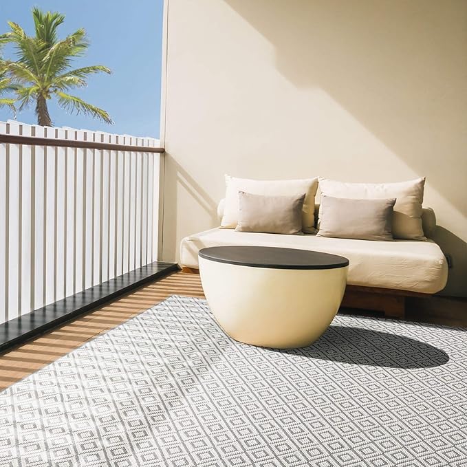 Home Dynamix Tripoli Lydia Modern Indoor/Outdoor Area Rug, Gray/Cream, 3'7"x5'2" Rectangle-VerdiqueGarden