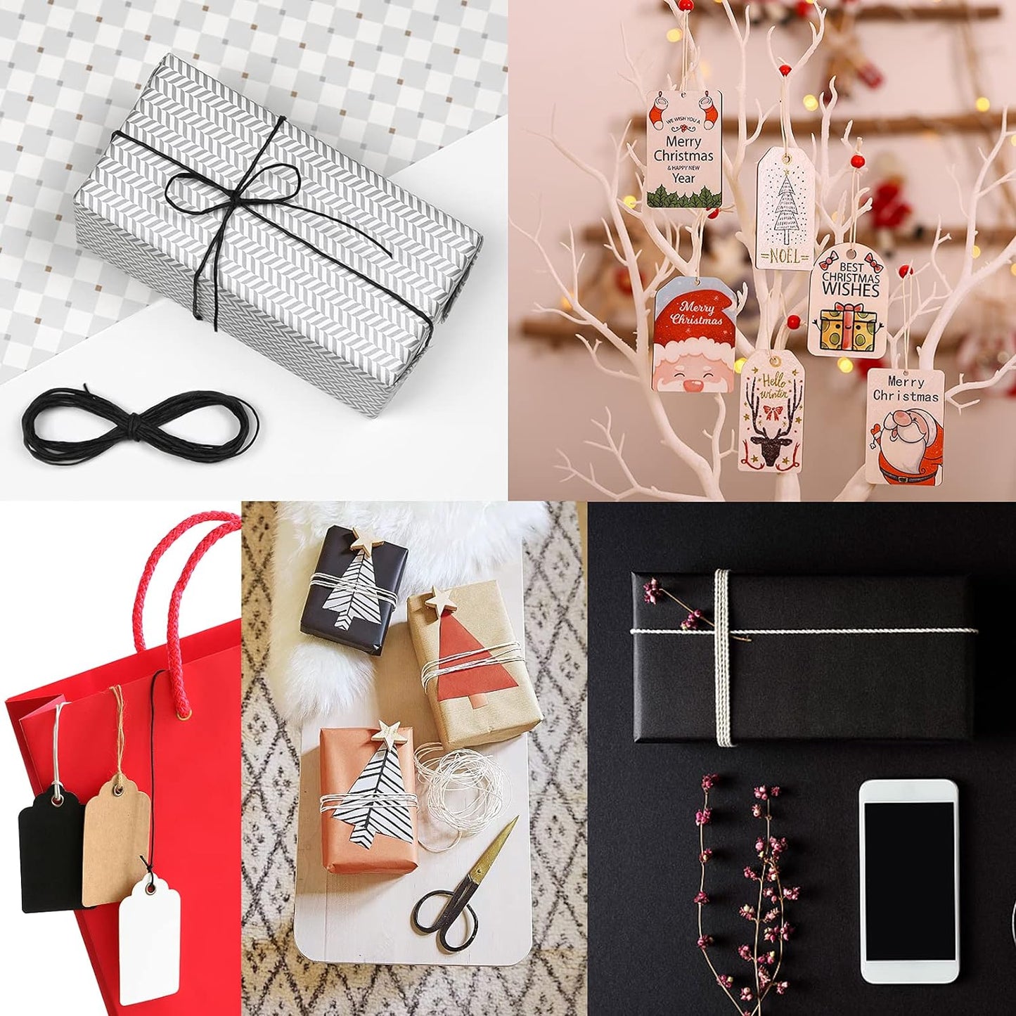 Anvin Cotton Twine - Natural Jute Packing & Wrapping Twines (Black, White) - 984 Feet, 10 Ply, 2mm Thick - Ideal for Bakers, Butchers, Arts & Crafts, Gardening - Pack of 3-VerdiqueGarden