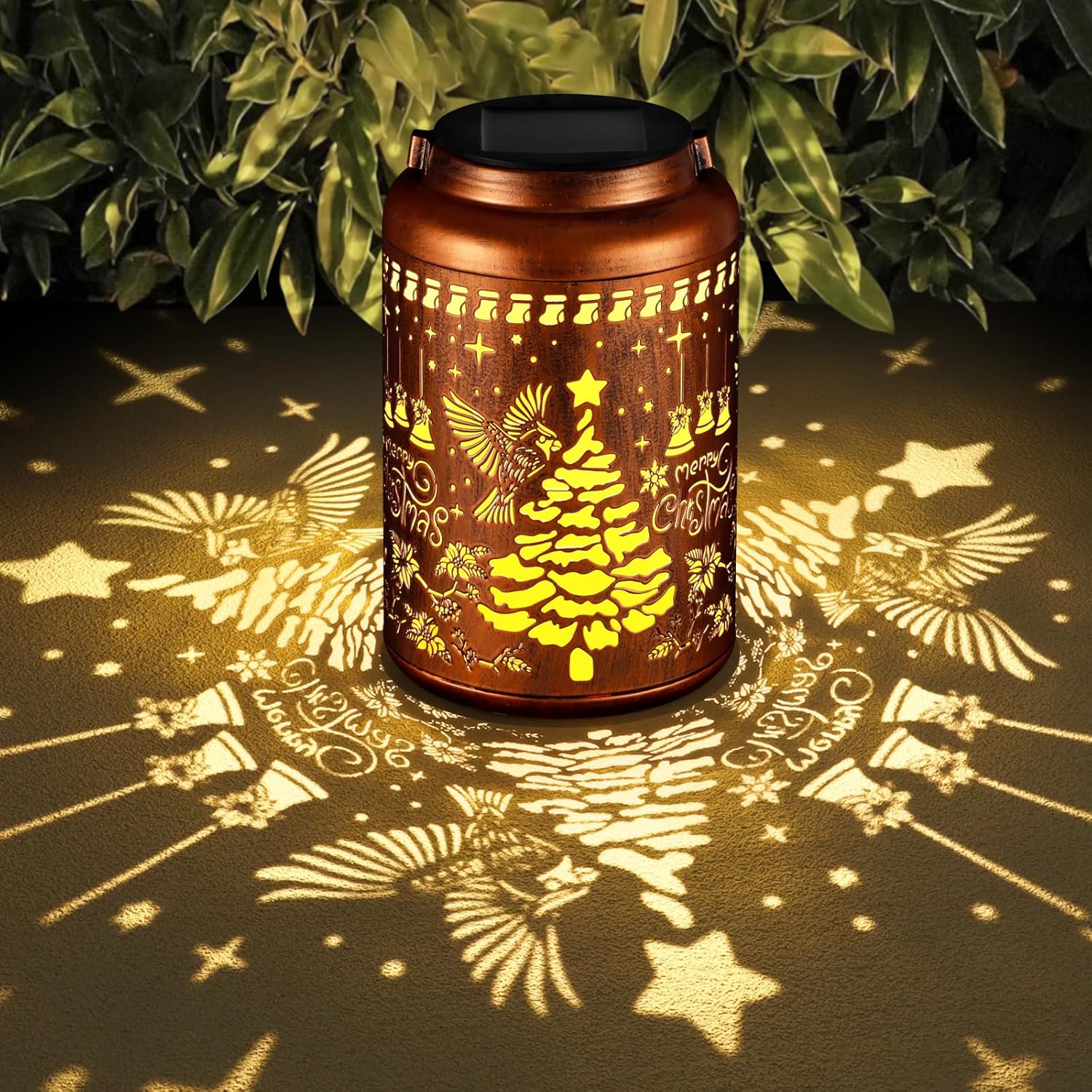 Solar Lanterns Outdoor Waterproof Garden Decor Birthday Gifts for Women Mom Grandma Hanging Lights Metal Decoration Outside for Yard, Patio,Backyard,Porch(Christmas Red Bird)-VerdiqueGarden