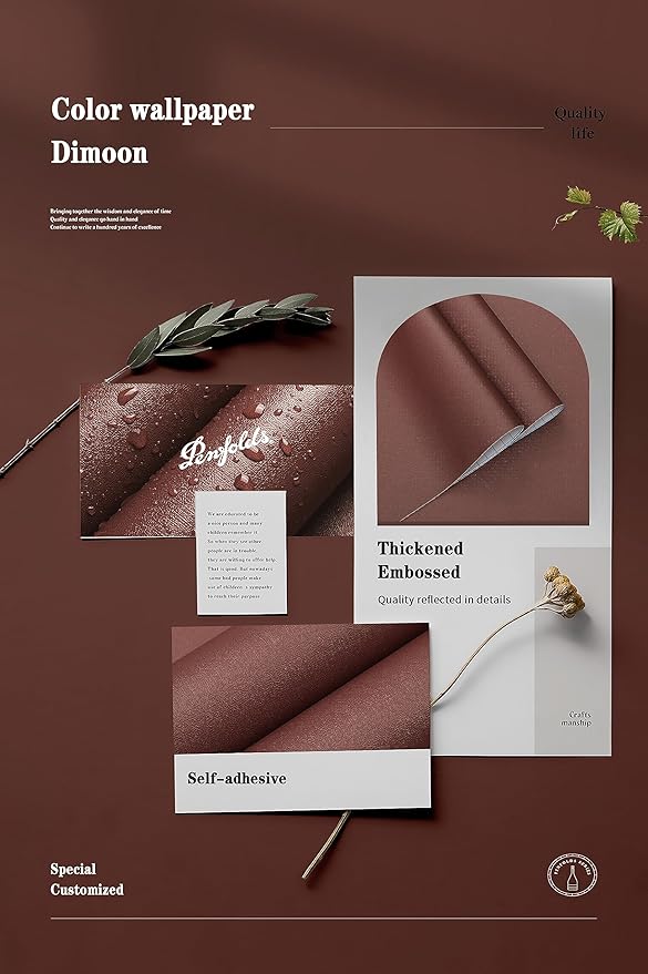 Dimoon 78.7''x17.7'' Red Peel and Stick Wallpaper Contact Paper Modern Self Adhesive Wall Paper Removable Renter Friendly Textured Solid Color Shelf Cabinet Vinyl Roll (78.7''x17.7'',Bordeaux Red)-VerdiqueGarden