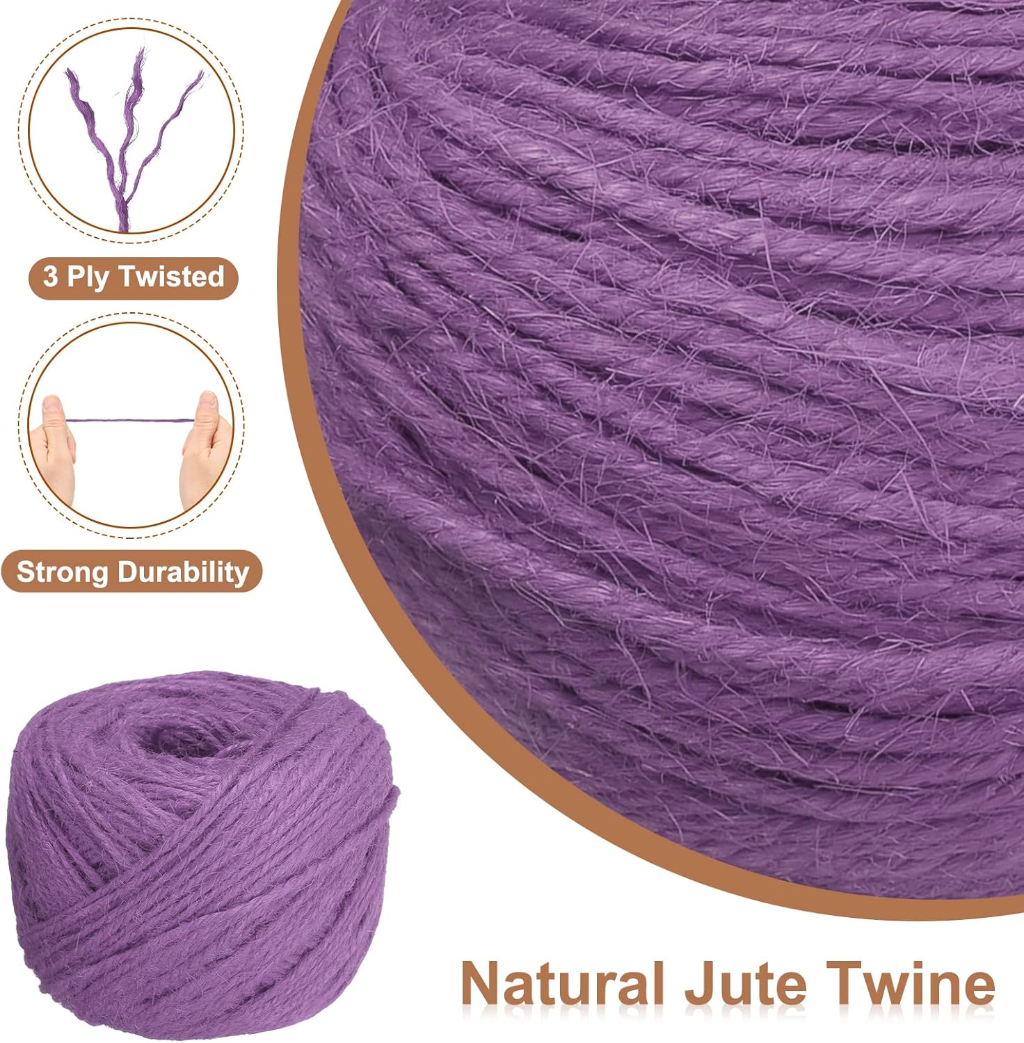 uxcell 328 Feet Natural Jute Twine String,2mm Thin Garden Twine Rope Colored Plant String Cord for DIY Art Crafts Gift Wrapping Decoration Packing Gardening Plant Hanger,Light Purple-VerdiqueGarden