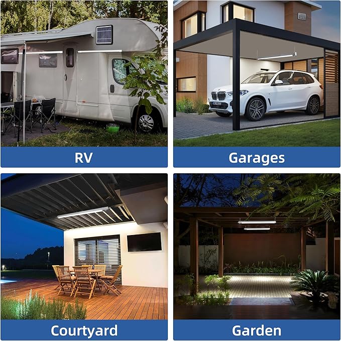 hykolity Solar Powered Shop Light with Motion Sensor, 3FT 17W (100-Watt Equivalent),Integrated LED IP65 Waterproof Outdoor Motion Sensor Shop Light for Garage, Barn, House - 2 Pack-VerdiqueGarden