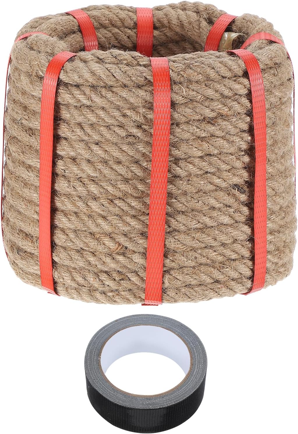 MECCANIXITY Jute Rope 0.6 Inch x 59ft, Thick Twine Rope Ropes Braided Jute Twine Natural Brown Burlap Cord String Heavy Twisted with Tape for Decorative Crafts Railing Swing Tug of War-VerdiqueGarden