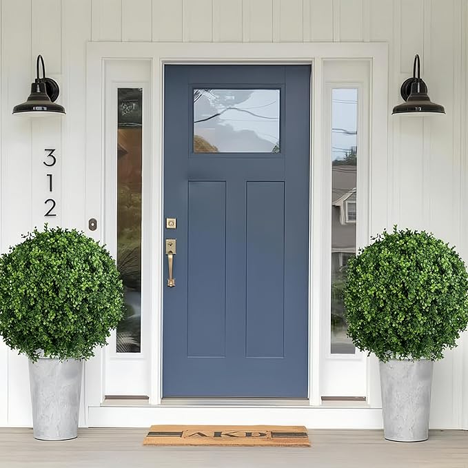 QIANYUN Artificial Plants Outdoor-14Inch Fake Plants Faux Boxwood Plants Outdoor- UV Resistant Shrub for Outdoor/Indoor Decor, Perfect for Porch, Garden, and Backyard-VerdiqueGarden