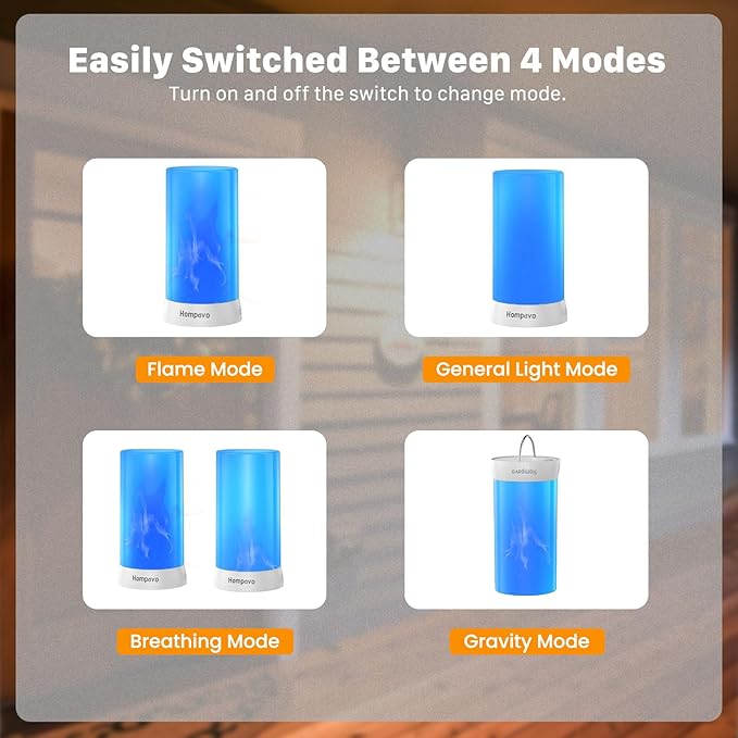 【Upgraded】 LED Flame Lights with Remote & Timer, 4-Mode Rechargeable Battery Operated Flameless Candles, Waterproof Pillar Flickering Lanterns for Room Patio Wedding Halloween Home Decor, Blue-VerdiqueGarden