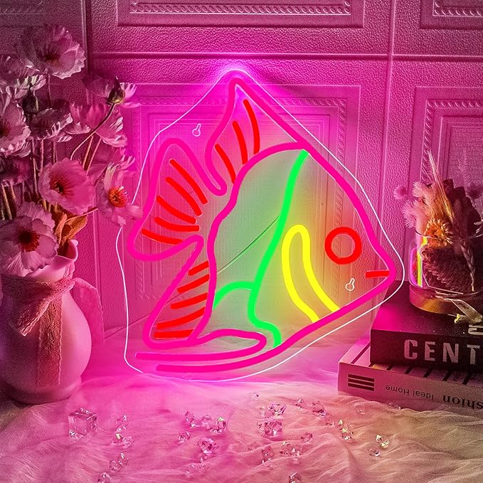 Fish Neon Sign Colorful Fat Headed Fish Neon Light Dimmable LED Neon Light for Wall Decor USB Powered Animal Light Up Sign for Bedroom Ocean Museum Boys And Girls Gifts-VerdiqueGarden