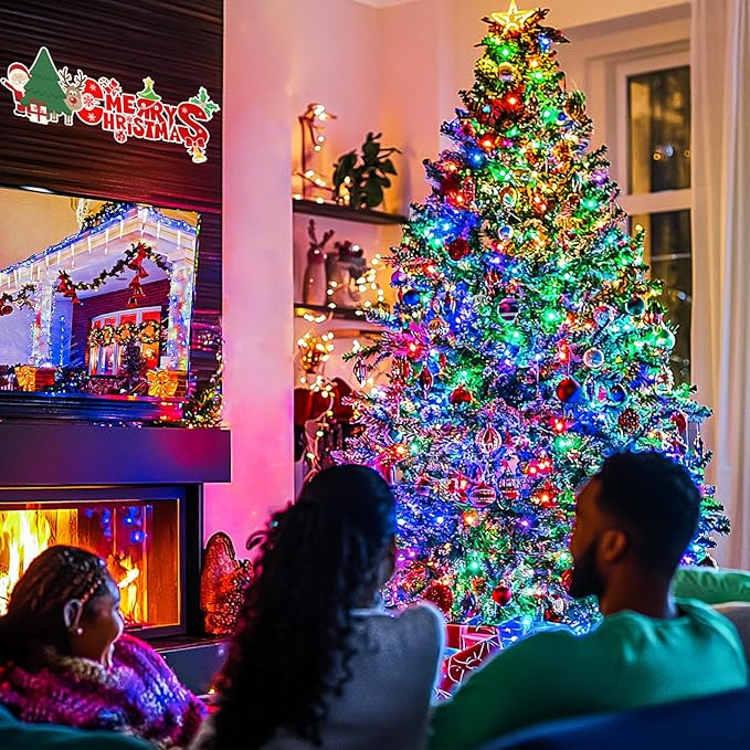 JMEXSUSS Connectable 100 LED Multicolor Christmas Lights for Tree, 8 Modes Indoor Outdoor Clear Wire, 33ft Colorful Plug-in for Christmas Tree Bedroom-VerdiqueGarden
