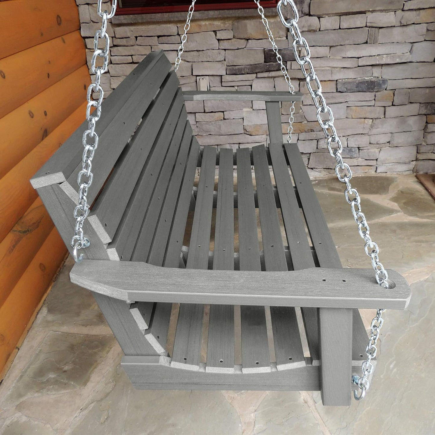 Highwood Weatherly Porch Swing, 4 Feet, Coastal Teak-VerdiqueGarden