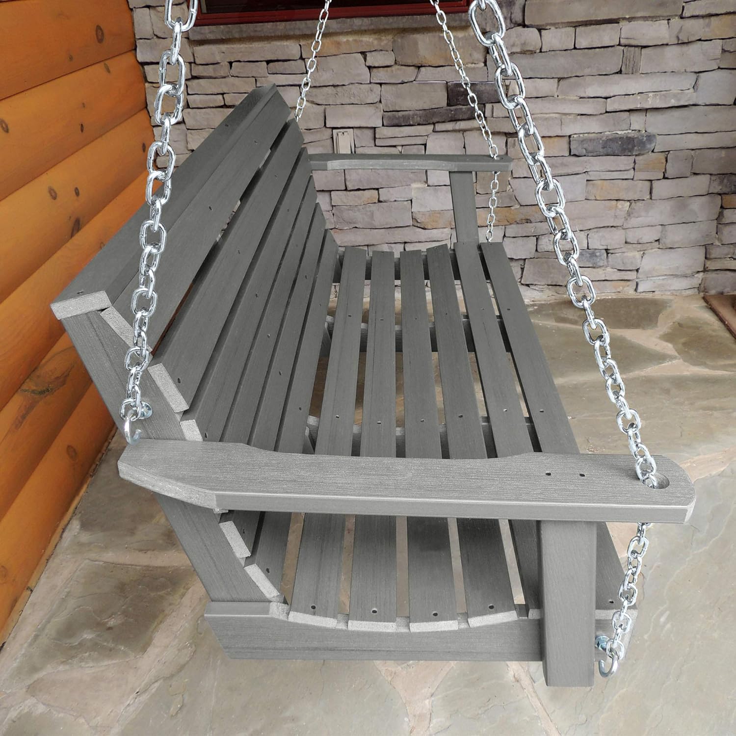 Highwood Weatherly Porch Swing, 4 Feet, Coastal Teak-VerdiqueGarden
