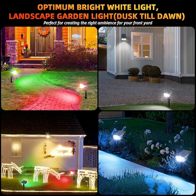 Solar Spotlights Outdoor, 40 LED s Color Changing RGB Waterproof Landscape Lights with 9 Light Modes, Colored Solar Spot Lights Auto On/Off, for Pathway Garden Pool Patio Yard-VerdiqueGarden