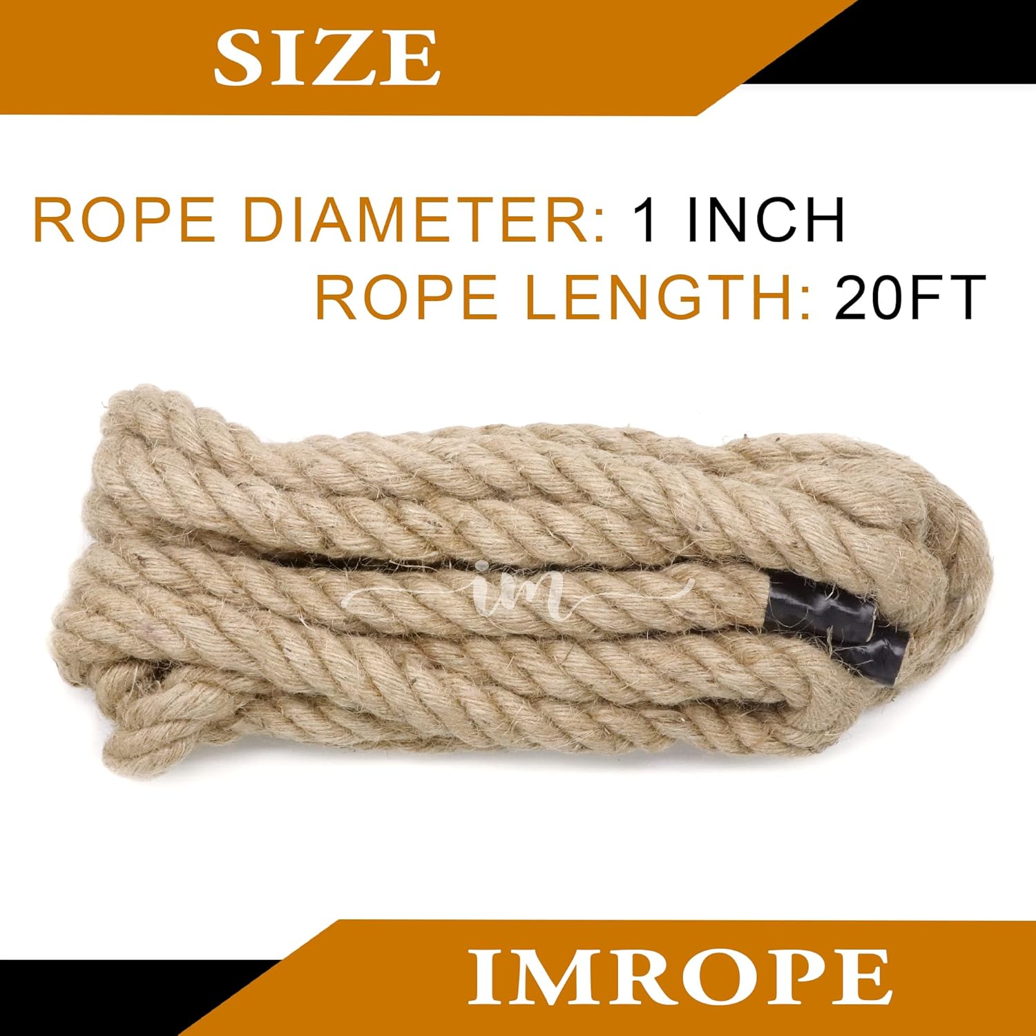 Jute Rope 1 Inch x 20 Ft, IMROPE Natural Jute Rope Twisted 4 Strands for DIY Arts Crafts, Garden, Home Decorating, Hammock-VerdiqueGarden