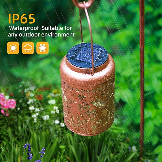 Hummingbird Solar Lanterns Outdoor Waterproof Hanging Solar Lights Metal Decorative LED Lanterns Outside Decor for Garden,Yard,Patio,Lawn Christmas Gifts for Women Mom-VerdiqueGarden