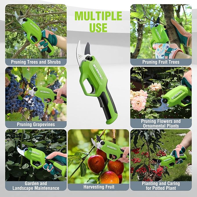 WORKPRO 7.2V Electric Pruning Shears, Battery Powered Pruning Shears, Cordless Tree Pruner, 0.8 Inch Cutting Diameter, Branch Cutter Gardening Scissors with Rechargeable Battery