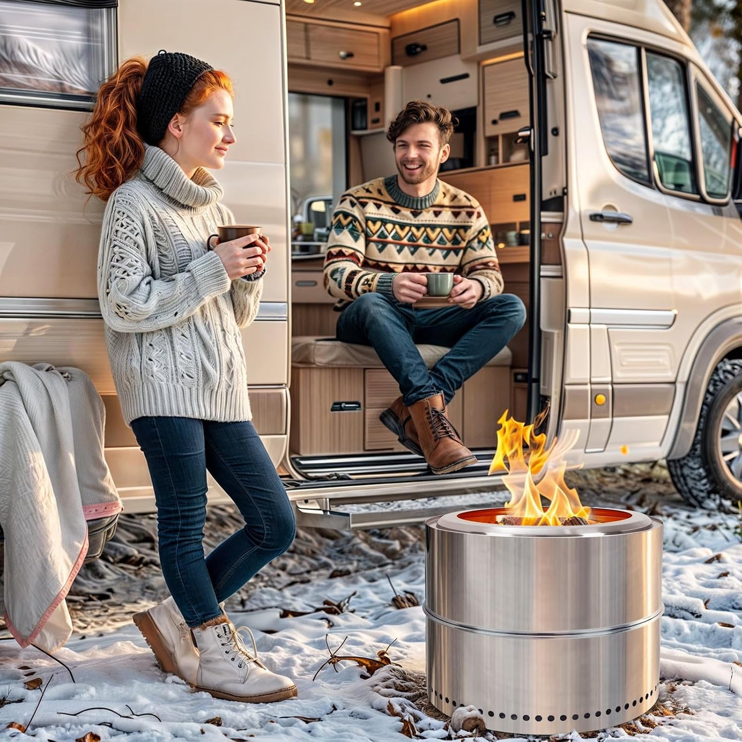 HGD 16 inch Smokeless Firepit, Stainless Steel Fire Pits, Smokeless Fire Pit for Outside with Carry Bag for Camping Backyard Patio Garden Picnic-VerdiqueGarden