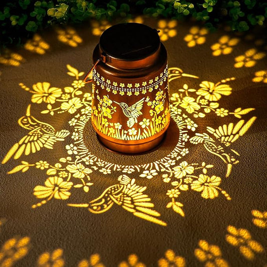 Hummingbird Solar Lanterns Outdoor Waterproof Hanging Solar Lights Gifts for Women Metal LED Lanterns Outside for Garden, Yard, Patio, Lawn, Porch-VerdiqueGarden