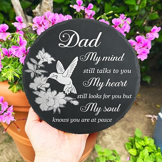 Dad Memorial Stone for Garden Memorial Plaque Father Sympathy Stepping Stone for Loss of Father in Loving Memory of Dad Memorial Grave Stone TNA21-VerdiqueGarden