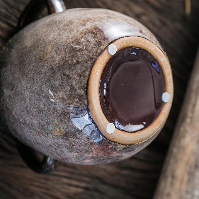 Blue Gradient Ceramic Vase with 2 Handles, Modern Farmhouse Decor, Rustic Terracotta Pottery, Decorative Clay Flower Vase, Centerpiece for Dining Table - 7 Inch-VerdiqueGarden