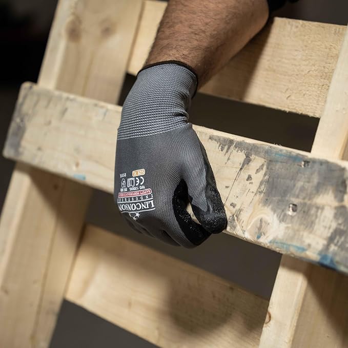 linconson 12 Pack Safety Performance Series Construction Mechanics Wrinkle Latex Work Gloves-VerdiqueGarden